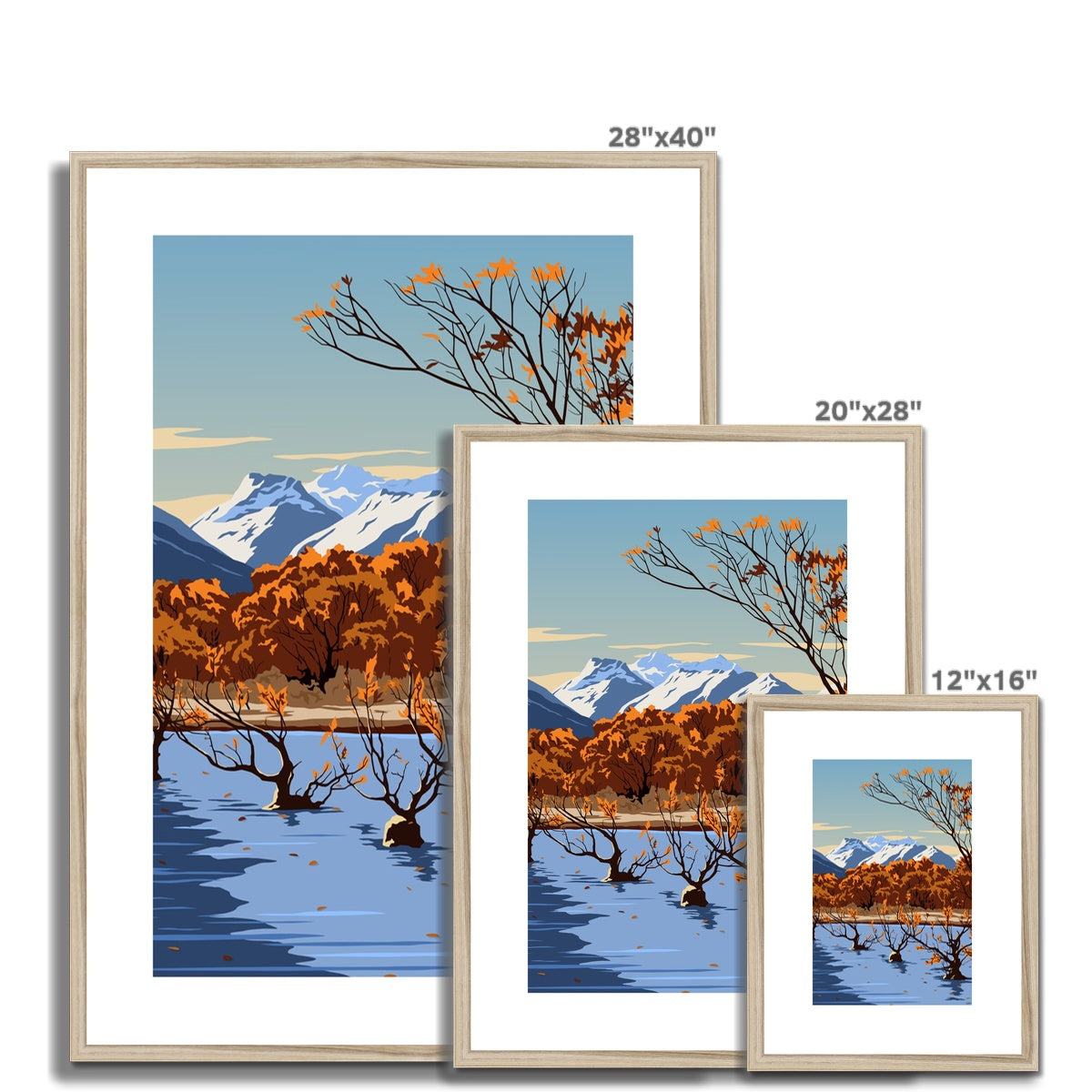 Glenorchy Willow Trees Framed & Mounted Print