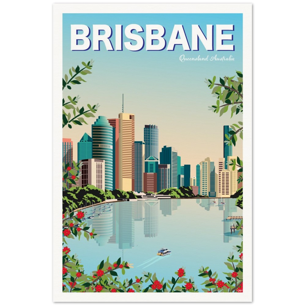 Brisbane Travel Poster - Queensland, Australia