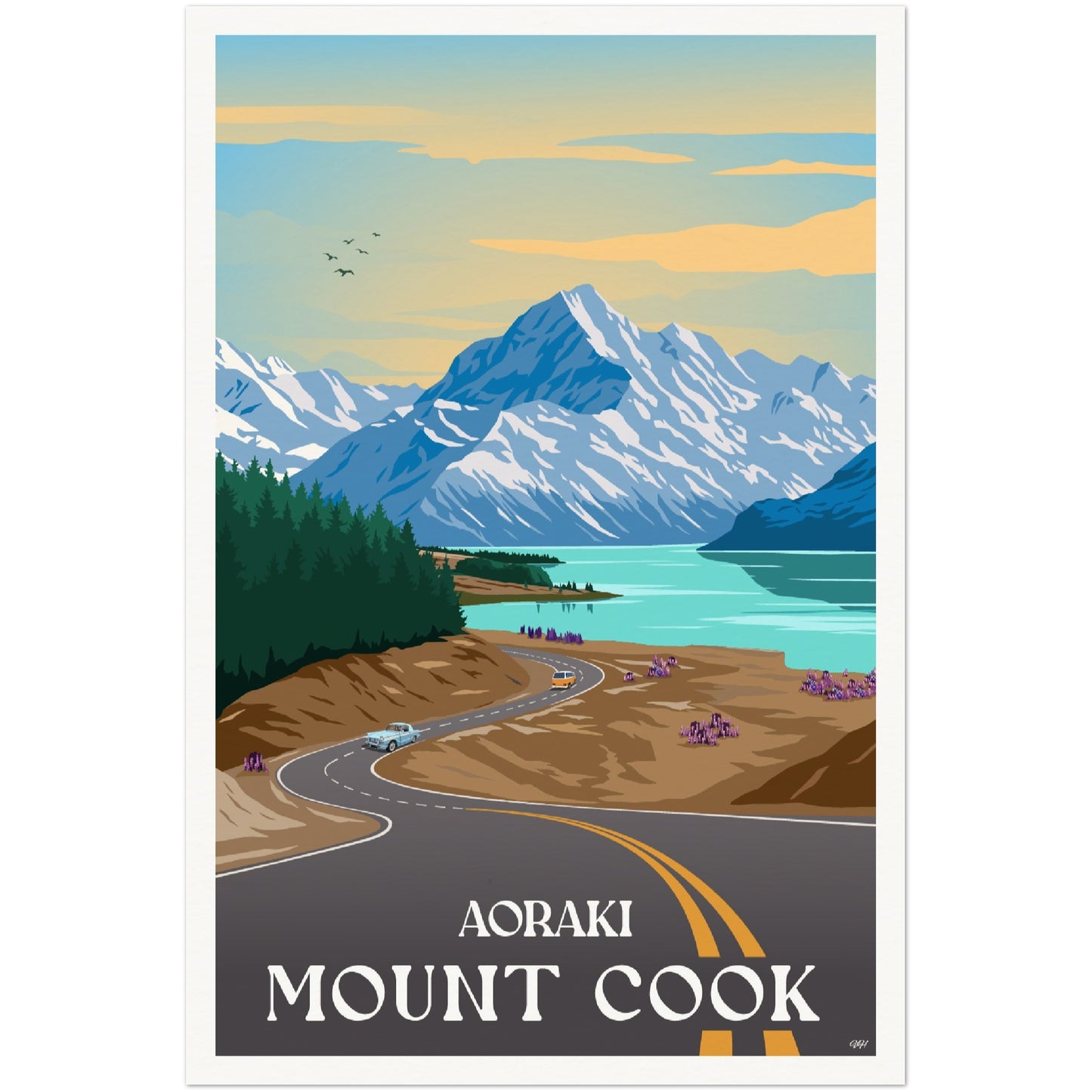 Aoraki - Mount Cook Travel Poster, New Zealand