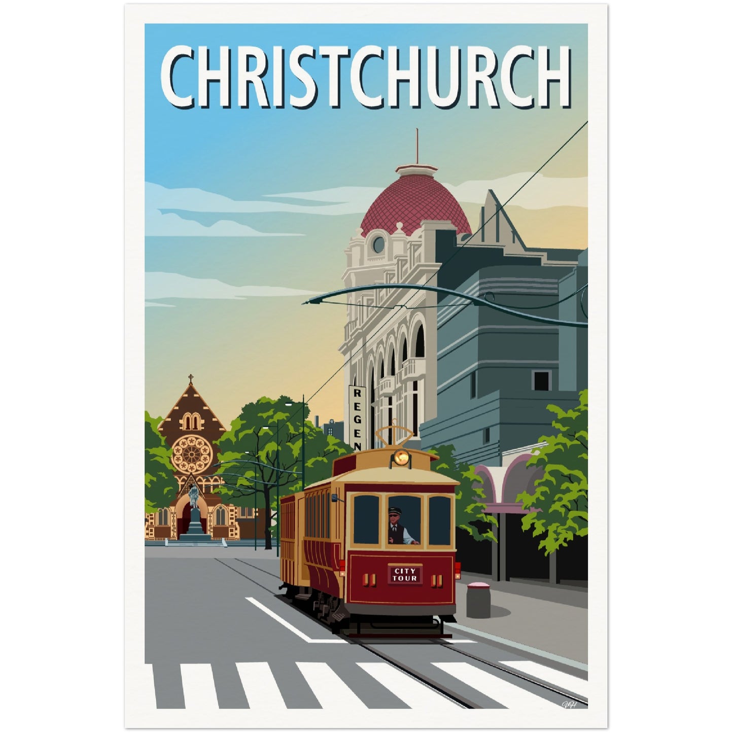 Christchurch Travel Poster, New Zealand