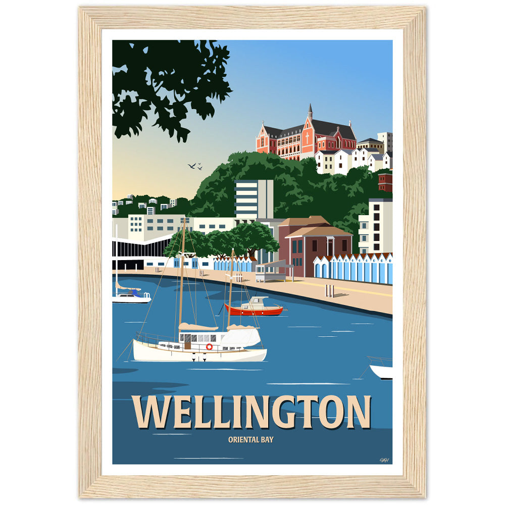Wellington - Oriental Bay - Travel Poster, New Zealand