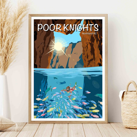 Poor Knights Travel Poster, New Zealand - VivaHome