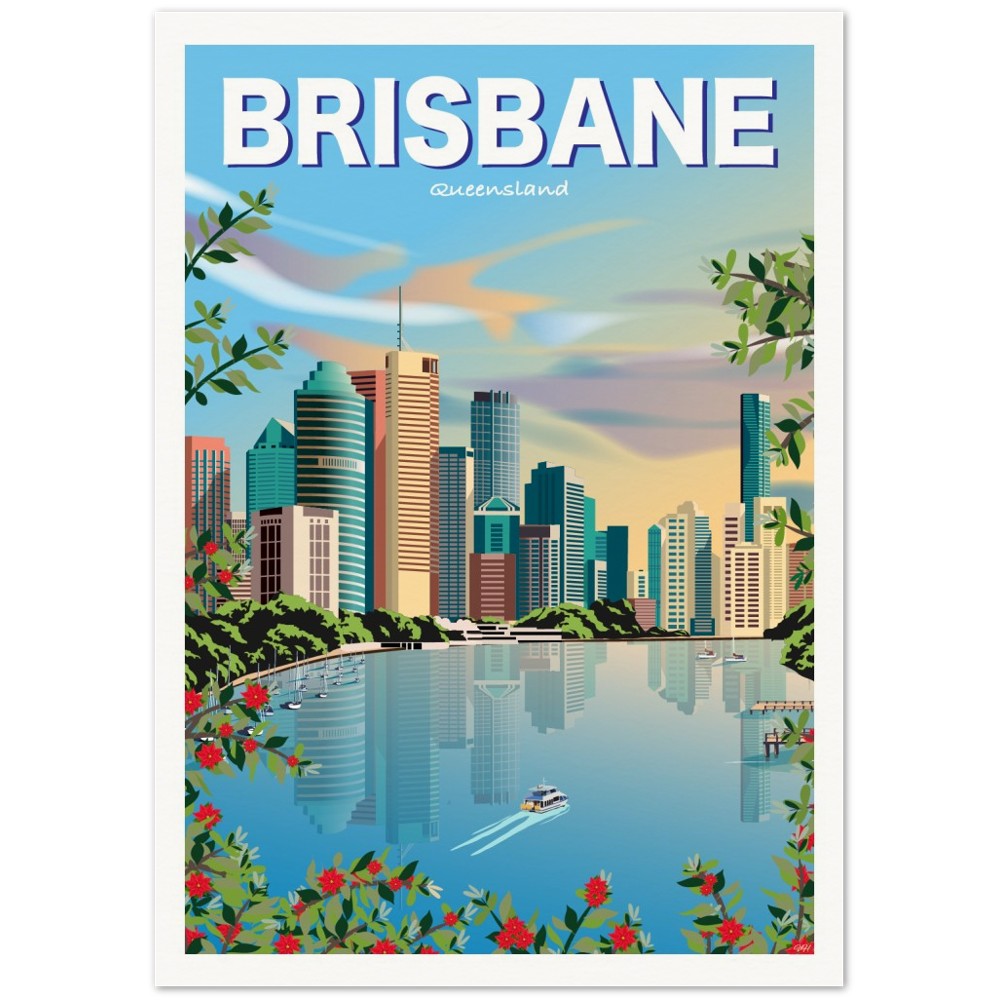 Brisbane Sky Travel Poster Queensland, Australia VivaHome