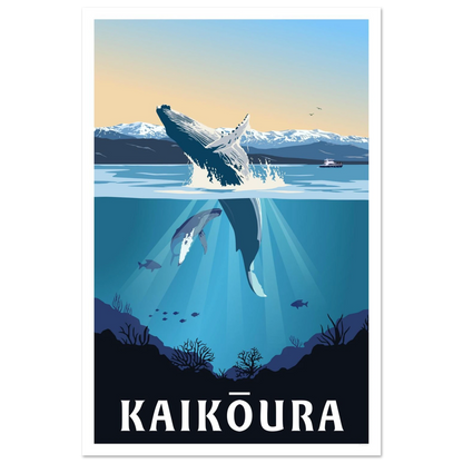 Kaikōura Whale Watching - Travel Poster, New Zealand