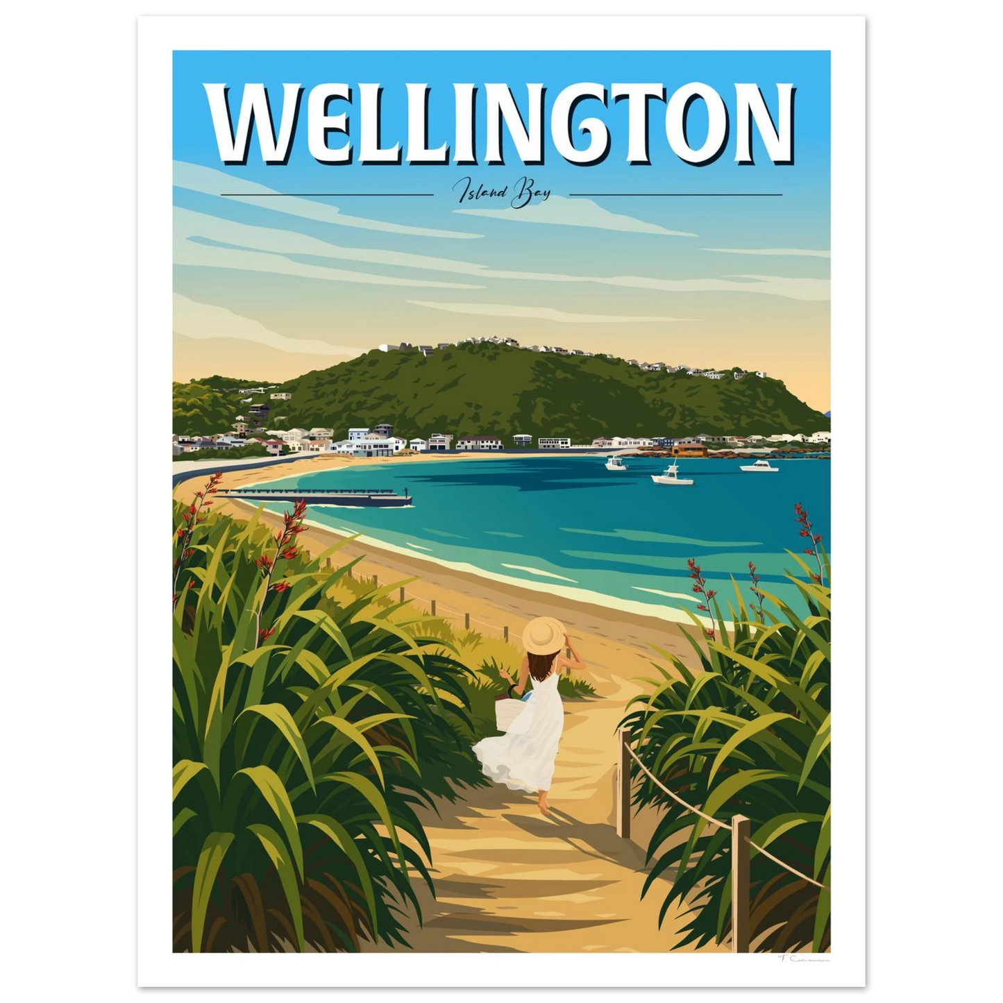 Wellington - Island Bay, Travel Poster