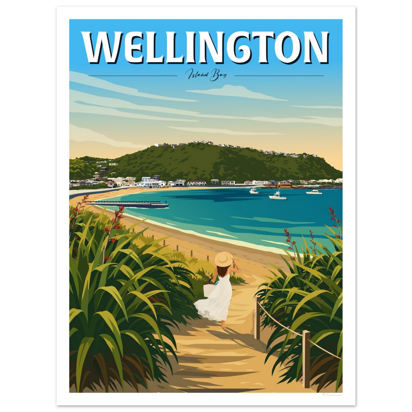 Wellington - Island Bay, Travel Poster