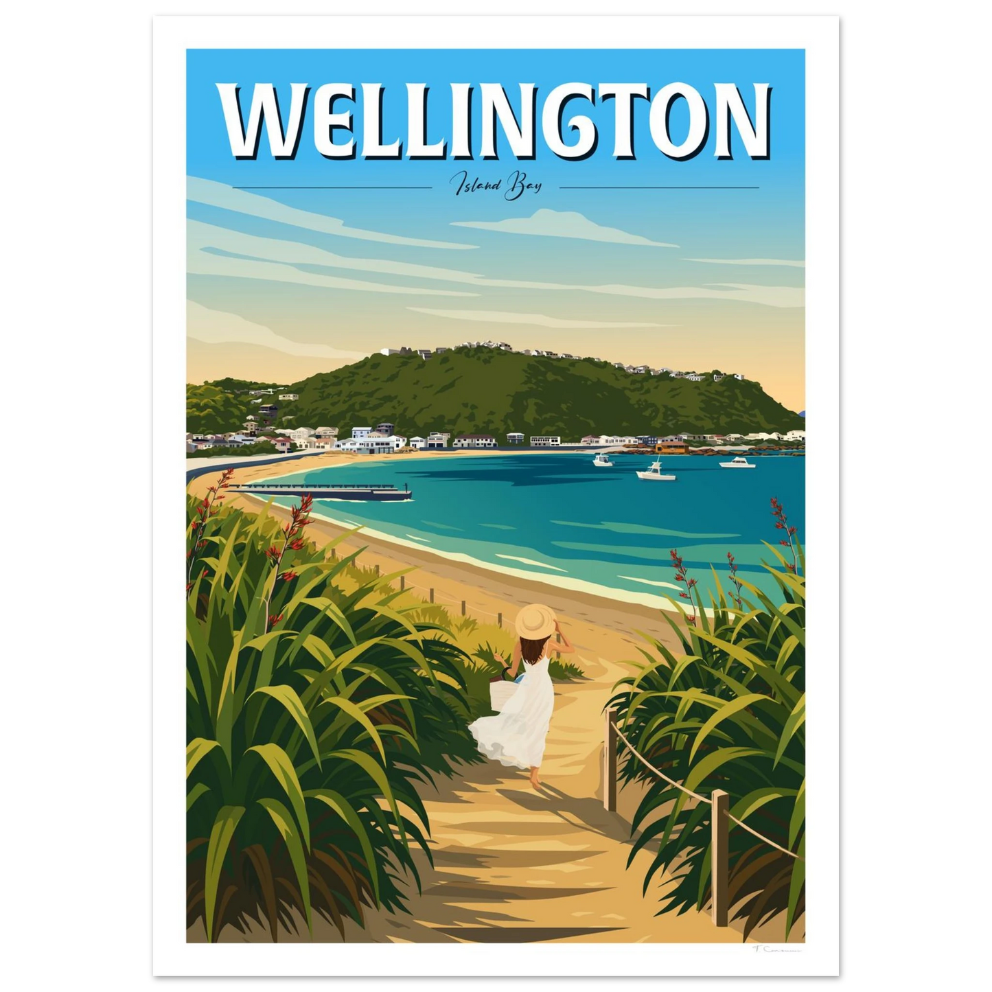 Wellington - Island Bay, Travel Poster