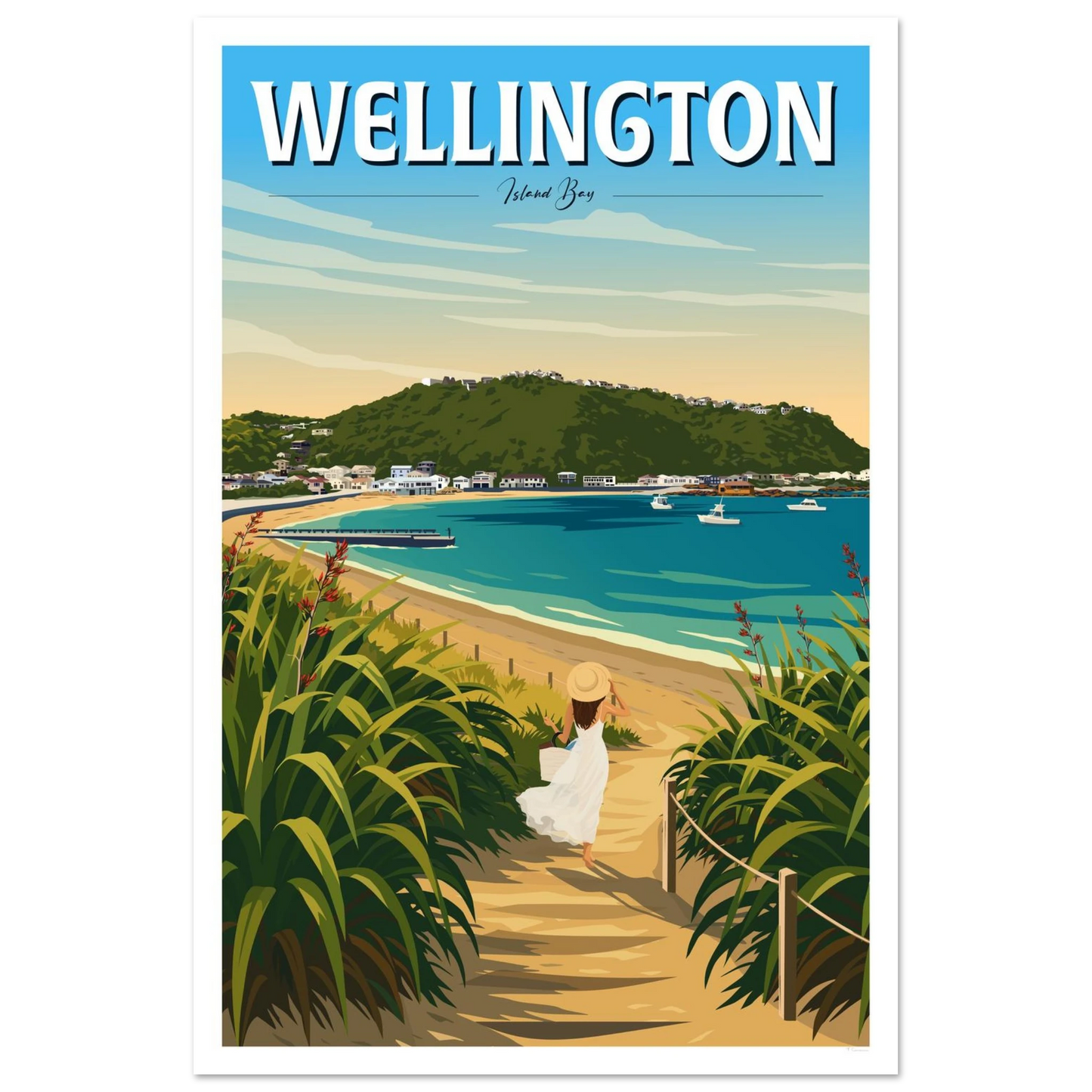 Wellington - Island Bay, Travel Poster