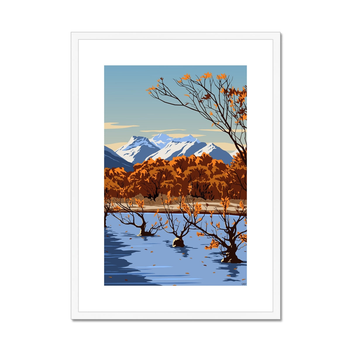 Glenorchy Willow Trees  Framed & Mounted Print