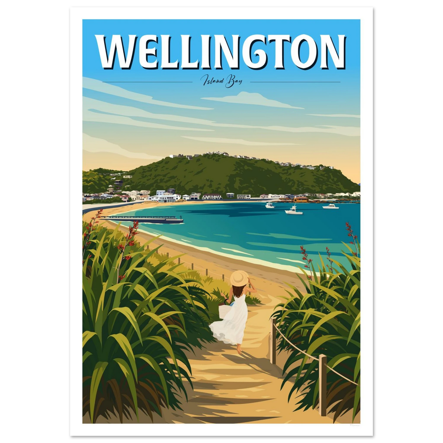 Wellington - Island Bay, Travel Poster