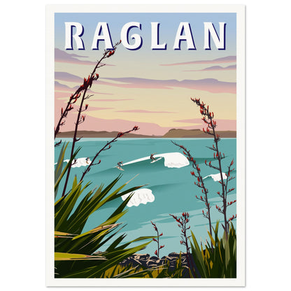 Raglan - Manu Bay - Travel Poster, New Zealand