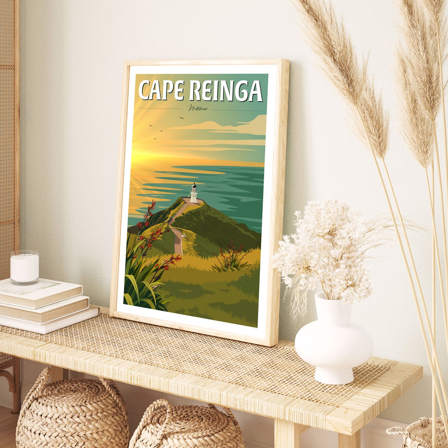Cape Reinga Sunset Travel Poster, New Zealand