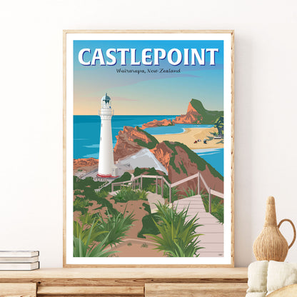 Castlepoint - Wairarapa, New Zealand - Travel Poster