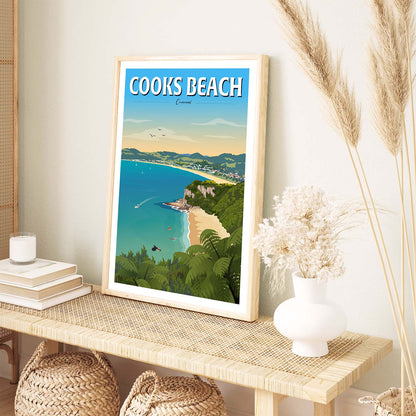 Cooks Beach Travel Poster, Coromandel, New Zealand
