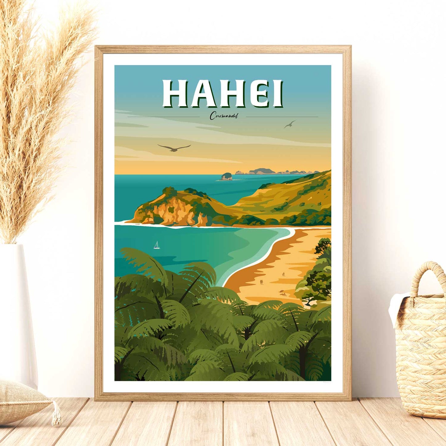 Hahei Travel Poster, Coromandel, New Zealand