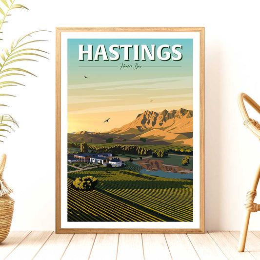 Hastings Travel Poster, New Zealand