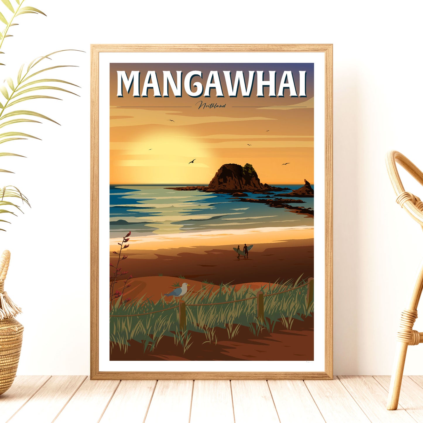 Mangawhai Sunrise Travel Poster, New Zealand