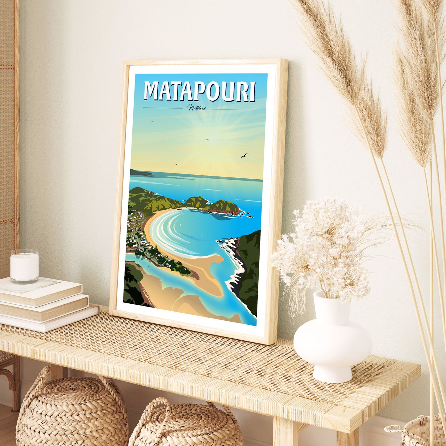 Matapouri Travel Poster, New Zealand