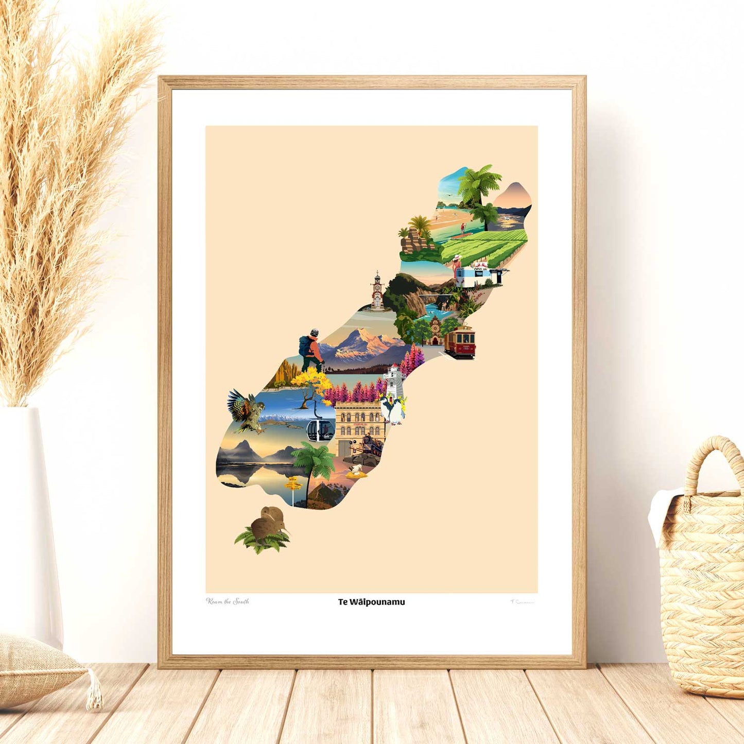 Te Wāipounamu - South Island Travel Poster, New Zealand