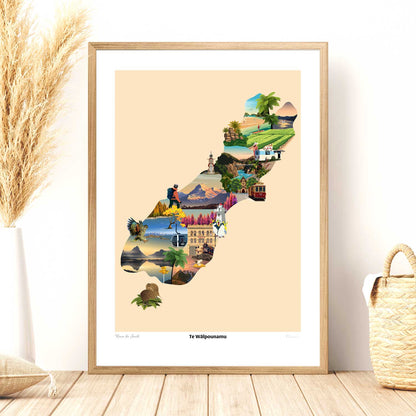 Te Wāipounamu - South Island Travel Poster, New Zealand