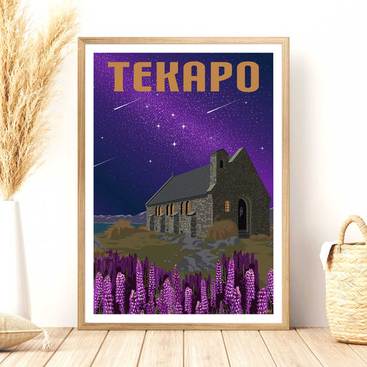 Tekapo Travel Poster, New Zealand