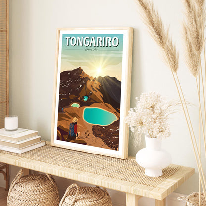 Tongariro National Park - Travel Poster, New Zealand