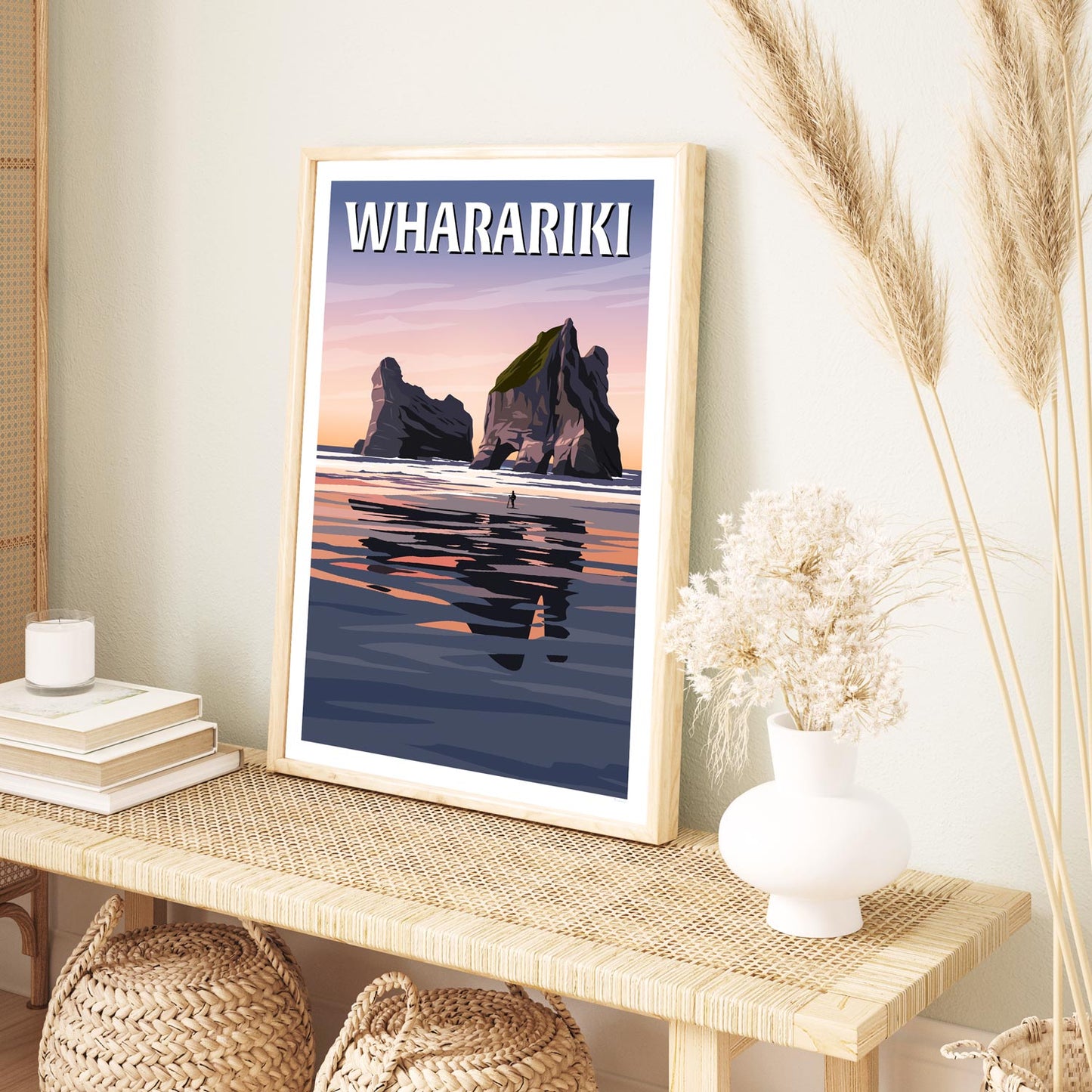 Wharariki Sunset Travel Poster, New Zealand