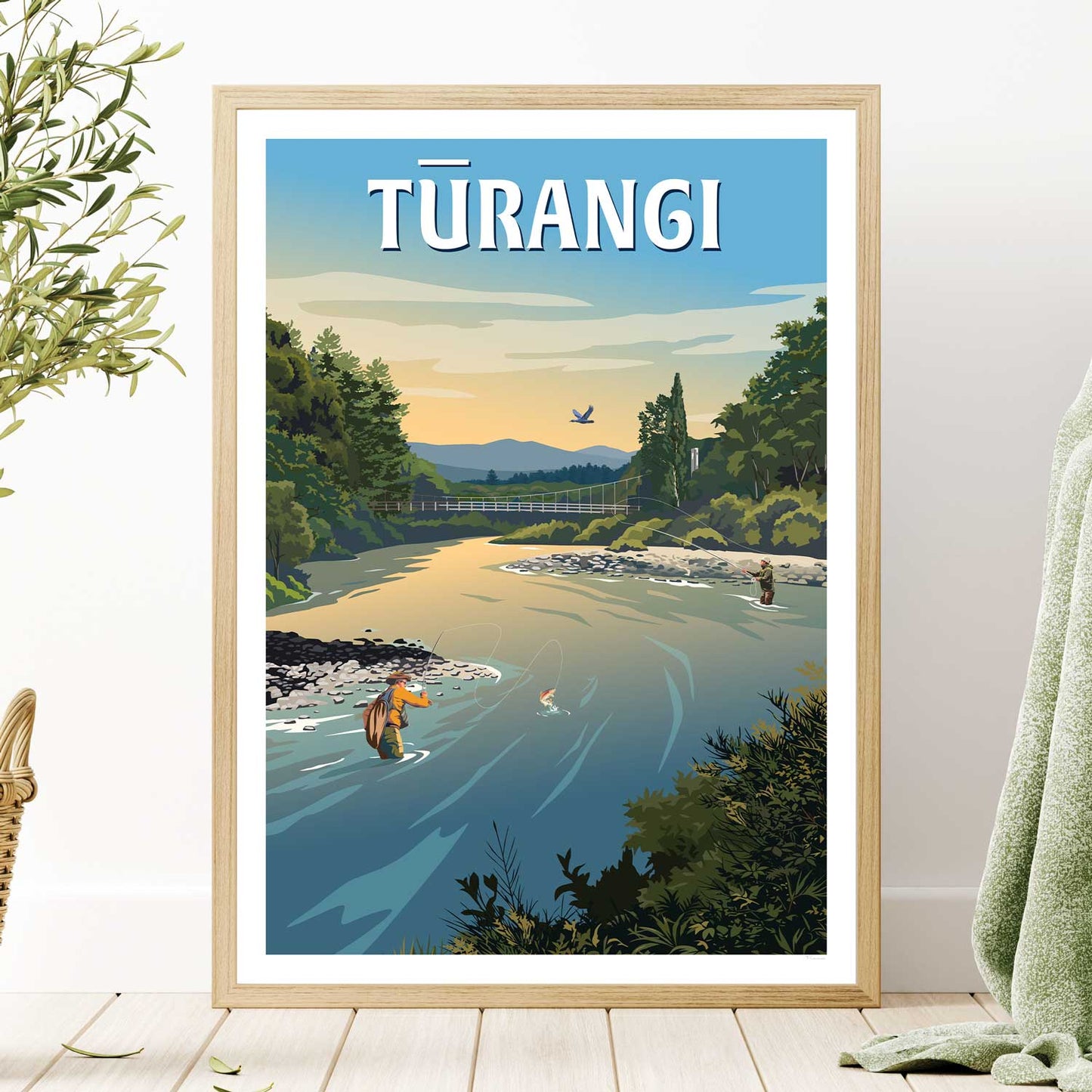 Turangi Fishing Travel Poster - Waikato, New Zealand