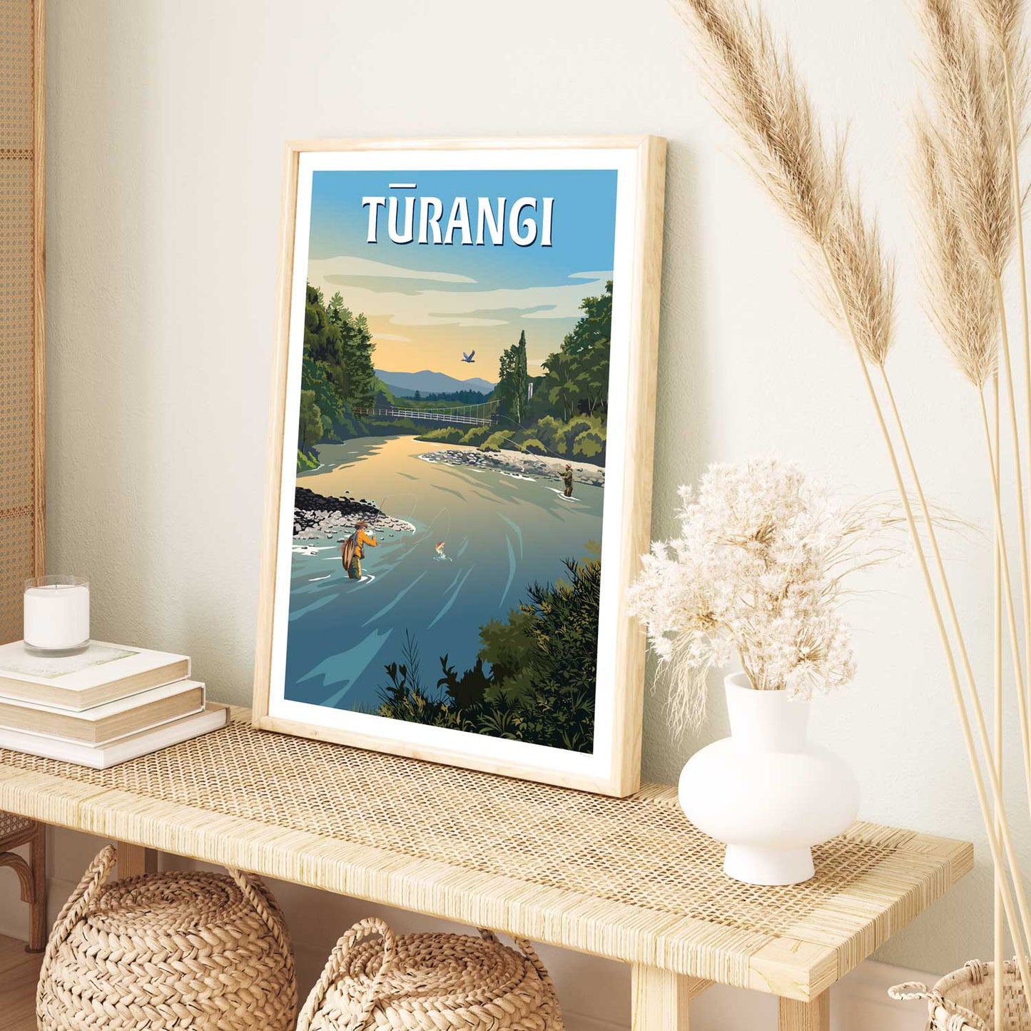 Turangi Fishing Travel Poster - Waikato, New Zealand