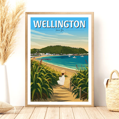 Wellington - Island Bay, Travel Poster