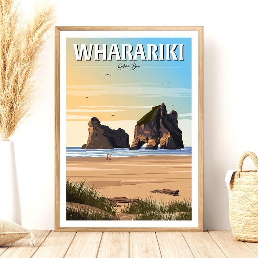 Wharariki Golden Bay Travel Poster, New Zealand