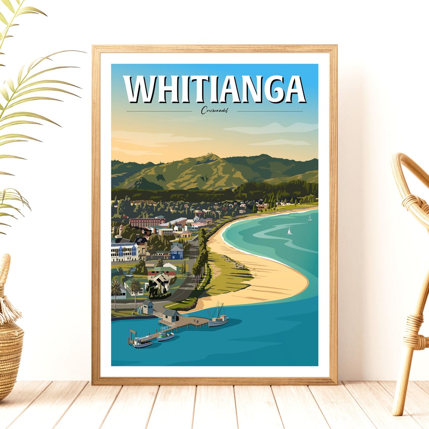 Whitianga Travel Poster, Coromandel, New Zealand