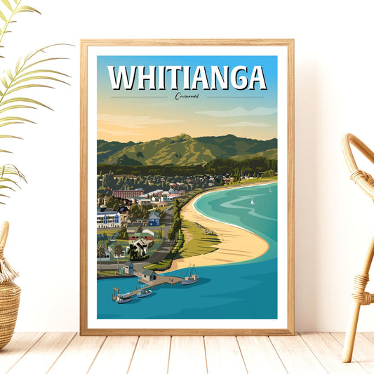 Whitianga Travel Poster, Coromandel, New Zealand