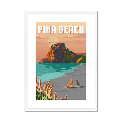 Piha Beach Framed & Mounted Print