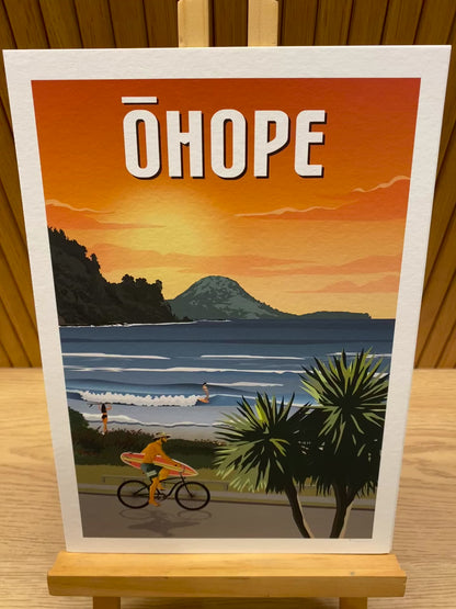 Ōhope Beach Sunset - Travel Poster, New Zealand