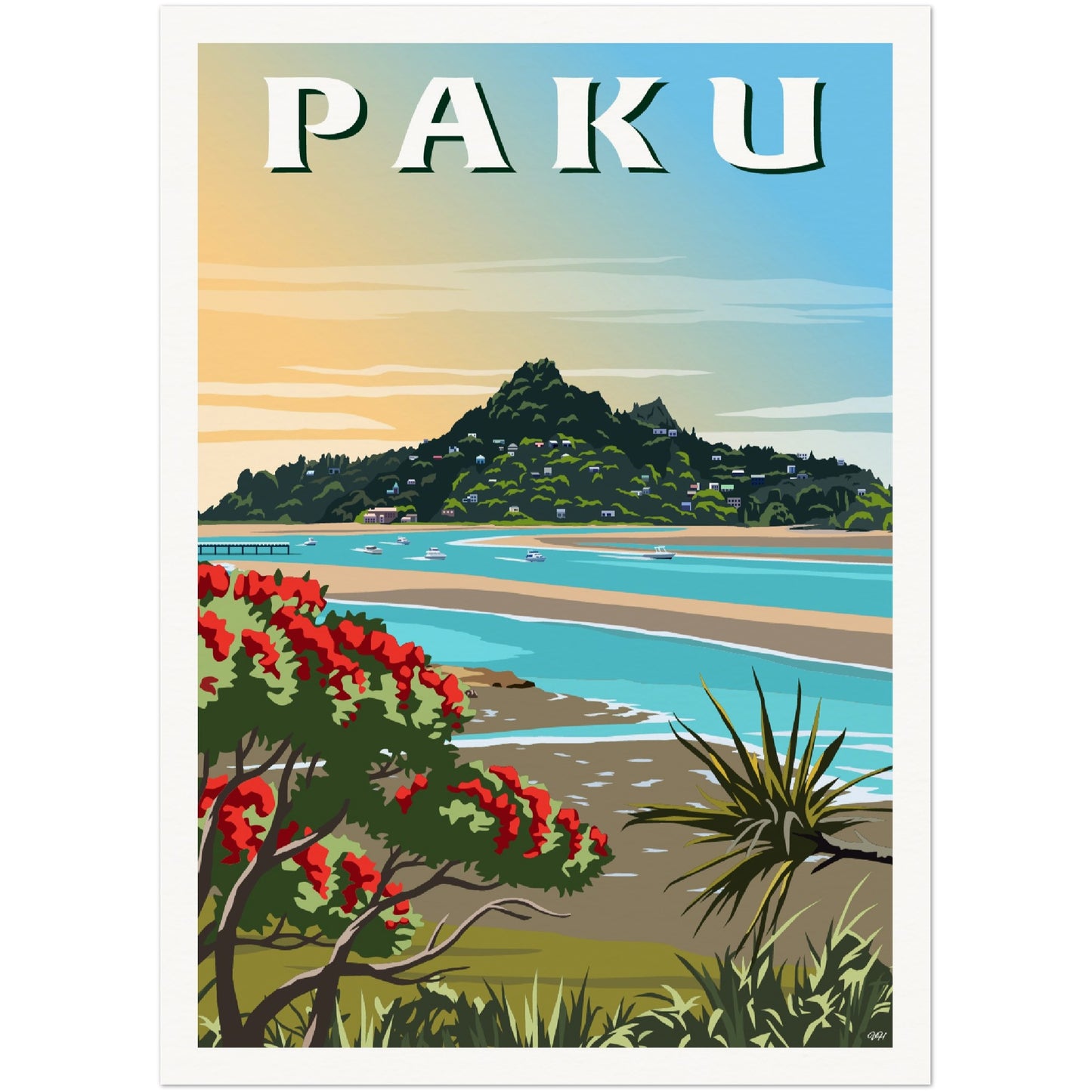 Mount Paku Travel Poster, Tairua, New Zealand