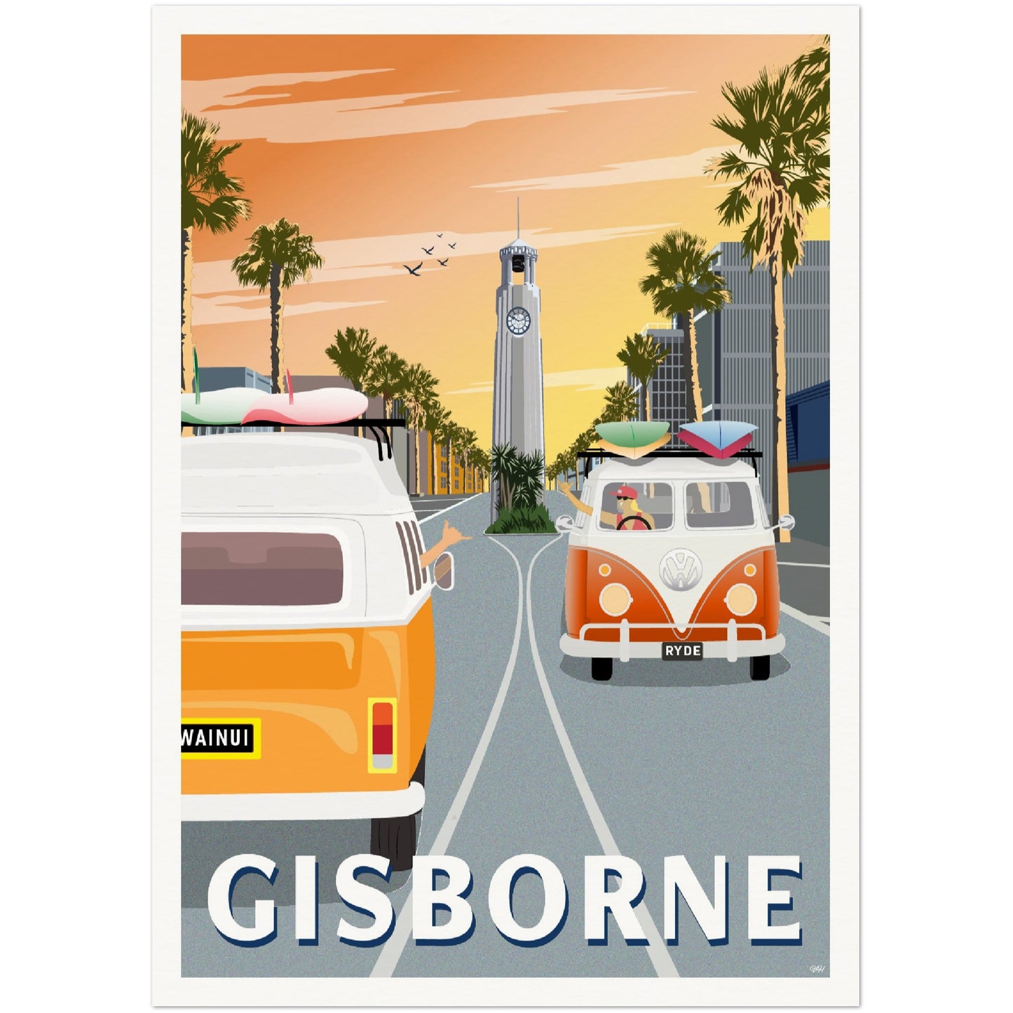 Gisborne - Sunrise - Travel Poster, New Zealand