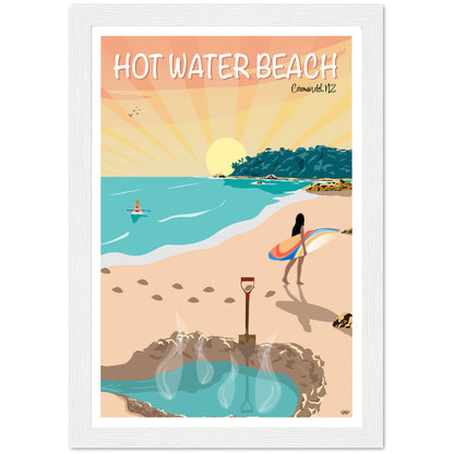 Hot Water Beach Travel Poster, New Zealand