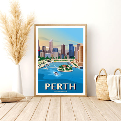 Perth - Elizabeth Quay - Travel Poster, Australia