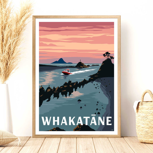 Whakatane Travel Poster, New Zealand