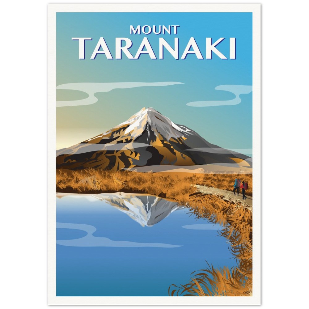 Mt. Egmont Taranaki ‘New Zealand’ poster Mount Taranaki, Autumn Travel Poster, New Zealand – Viva Travel