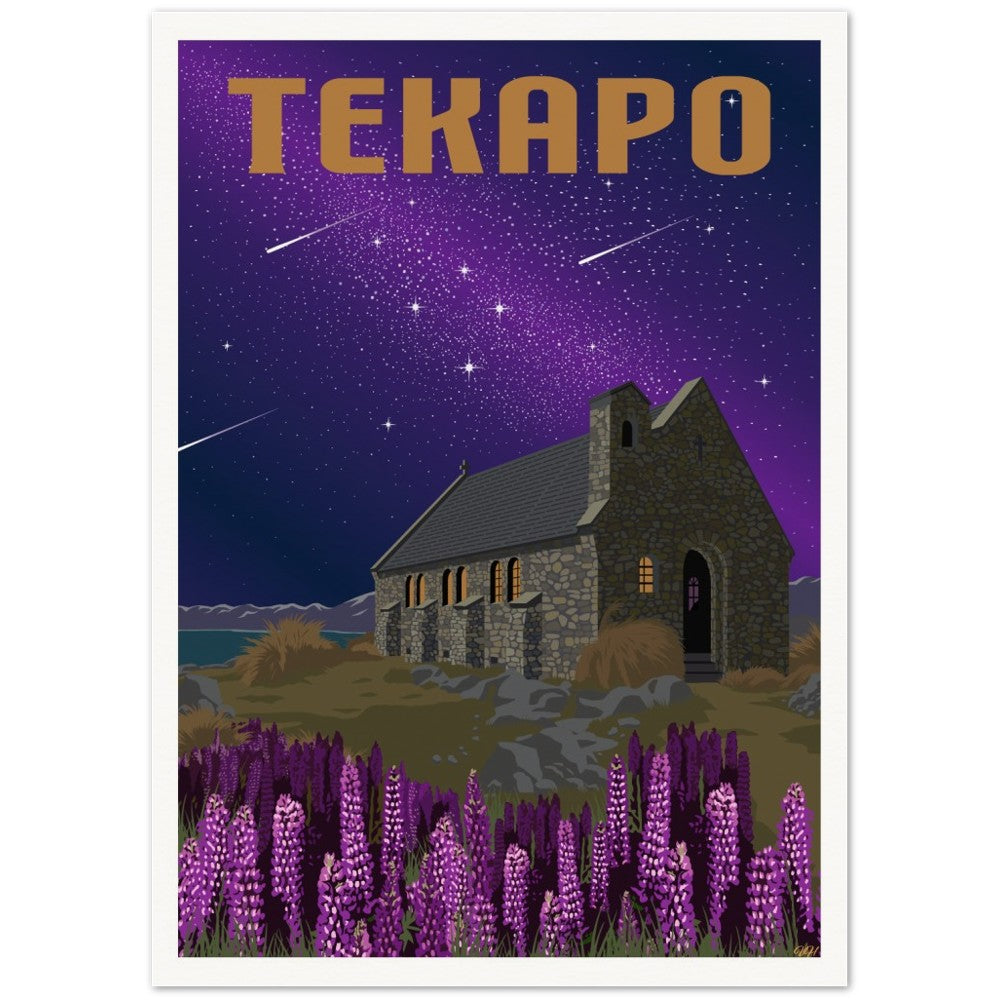 Tekapo Travel Poster, New Zealand