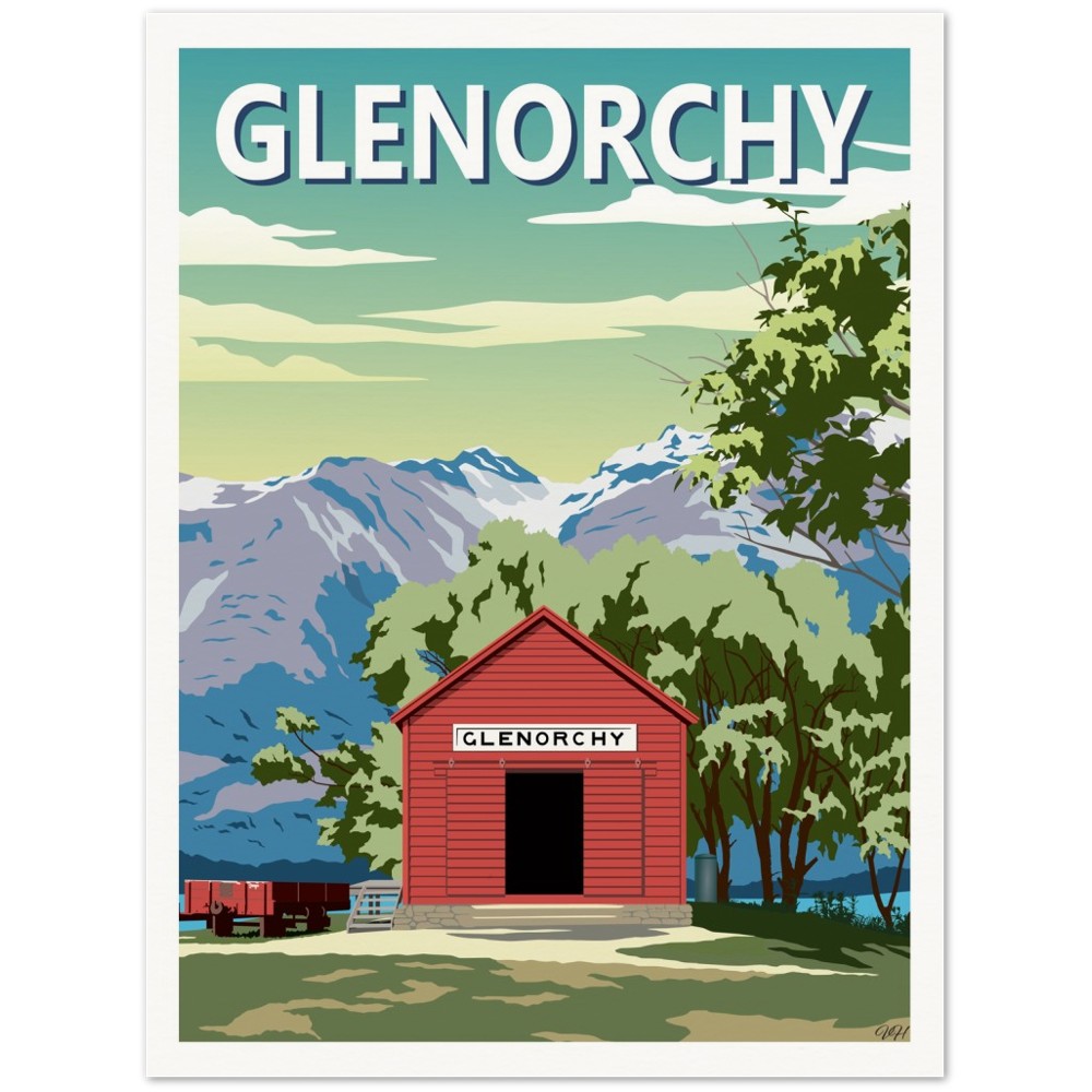 Glenorchy Shed Summer Travel Poster, New Zealand